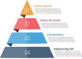 Pyramid chart template, pyramid infographics, four steps infographics vector