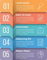 Infographic template with five steps or options, workflow, process diagram vector