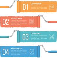 Paintrollers with numbers, icons and text, infographic template vector