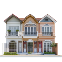 Row House front view full length isolate on transparency background png