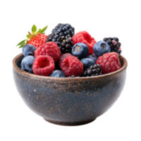 Fresh Mix berries in a bowl front view isolate on transparency background png