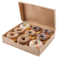 donut box side view full length isolate on transparency background png
