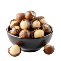 Macadamia Nuts in a bowl isolate on transparency background png