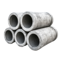 Stack of concrete pipes for building construction and pipeline isolate on transparency background png