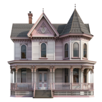 Victorian House front view full length isolate on transparency background png