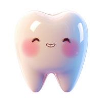 3D cartoon tooth on a transparent background. png