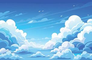 Clear Blue Sky with Soft White Clouds Background vector