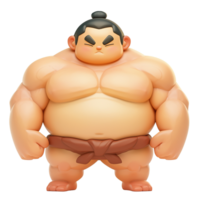 3D cartoon sumo wrestler on a transparent background. png