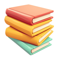 3D stack of books on transparent background. png