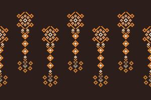 Ethnic geometric decoration motif pattern with brown background pattern pixel art. vector