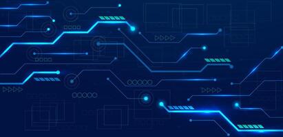 Abstract digital circuit board pattern blue light background vector