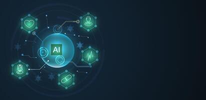 Artificial intelligence healthcare abstract background. Futuristic technology medical vector