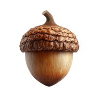 Intricate and realistic depiction of an acorn highlighting its natural textures and colors png