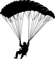 black silhouette of a skydiver with a parachute without background vector