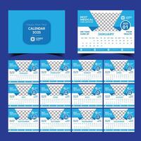 Creative 2025 desk calendar design template, 12 month corporate table calendar design vector