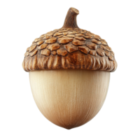 Closeup view of an acorn with a textured cap and a smooth tapering body png