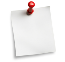 blanc papier gluant Remarque avec rouge pousser épingle isolé sur transparent Contexte png