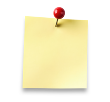 Blank yellow paper note with push pin isolated on transparent background png