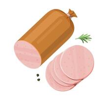 Sliced Sausage with Herbs and Peppercorns vector