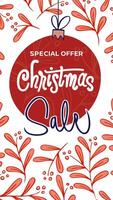 Christmas templates for stories, with mistletoe garlands and congratulatory inscriptions in script style illustration. vector