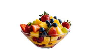 A bowl of fruit with strawberries, blueberries, and bananas png