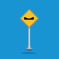 road sign icon, warning for a dip in the road on yellow rhombus board. suitable for poster use and web icon vector