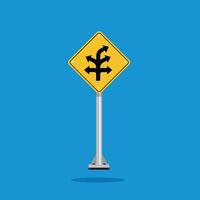 road sign icon, fork in the road on yellow rhombus. board.suitable for poster use and web icon vector