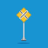 Sroad sign icon, rail road crossing on yellow rhombus. board.suitable for poster use and web icon vector