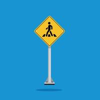 road sign icon, crossing for pedesterians warning ahead on yellow rhombus board. suitable for poster use and web icon vector