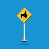 road sign icon, tractor crossing on yellow rhombus. board.suitable for poster use and web icon vector