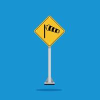 road sign icon, heavy crosswinds in area warning on yellow rhombus. board.suitable for poster use and web icon vector