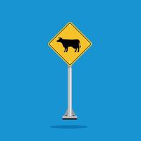 road sign icon, cattle crossing on yellow rhombus. board.suitable for poster use and web icon vector