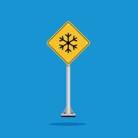 road sign icon, low temperature on yellow rhombus. board.suitable for poster use and web icon vector