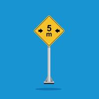 road sign icon, warning for a limited width on yellow rhombus. board.suitable for poster use and web icon vector