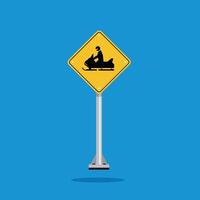 road sign icon, snow mobile on yellow rhombus. board.suitable for poster use and web icon vector