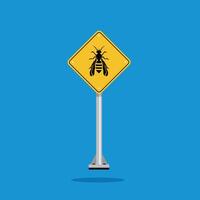 road sign icon, hornet crossing on yellow rhombus. board.suitable for poster use and web icon vector