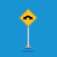 road sign icon, hump bridge on yellow rhombus. board.suitable for poster use and web icon vector
