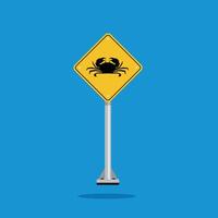 road sign icon, crab crossing on yellow rhombus. board.suitable for poster use and web icon vector