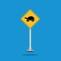 road sign icon, turtle crossing on yellow rhombus. board.suitable for poster use and web icon vector