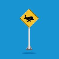 road sign icon, rabbit crossing road on yellow rhombus. board.suitable for poster use and web icon vector