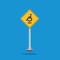 road sign icon, disabled road on yellow rhombus. board.suitable for poster use and web icon vector
