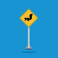 road sign icon, squirrel crossing on yellow rhombus. board.suitable for poster use and web icon vector