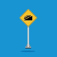 road sign icon, steep ascent ahead on yellow rhombus board. suitable for poster use and web icon vector