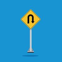 road sign icon, Turning Ahead on yellow rhombus. board.suitable for poster use and web icon vector