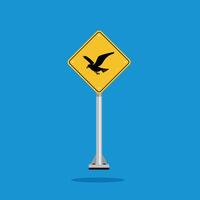 road sign icon, gull crossing on yellow rhombus. board.suitable for poster use and web icon vector