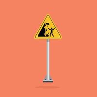 unstable cliff edge warning sign inside yellow triangle board. suitable for poster and web icon use vector