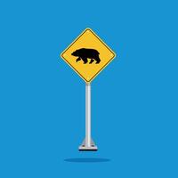 road sign icon, bear crossing on yellow rhombus. board.suitable for poster use and web icon vector