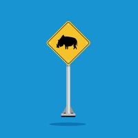 road sign icon, boar crossing on yellow rhombus. board.suitable for poster use and web icon vector