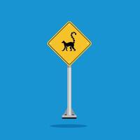 road sign icon, lemur crossing on yellow rhombus. board.suitable for poster use and web icon vector