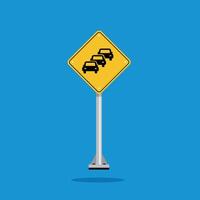 road sign icon, Traffic queues Likely ahead on yellow rhombus. board.suitable for poster use and web icon vector